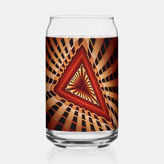 3Dファンタジーネットワークモダンフラクタル図形デザイン ガラス缶 (正面)