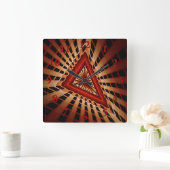 3Dファンタジーネットワークモダンフラクタル図形デザイン スクエア壁時計 (ホーム)