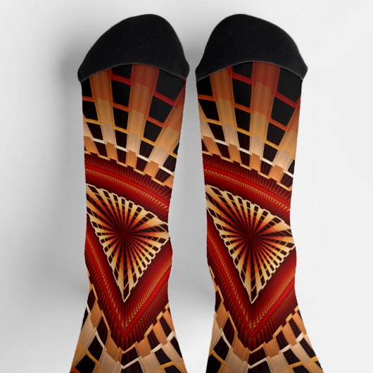 3Dファンタジーネットワークモダンフラクタル図形デザイン ソックス (上部)