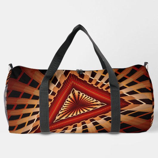3Dファンタジーネットワークモダンフラクタル図形デザイン ダッフルバッグ (裏面)