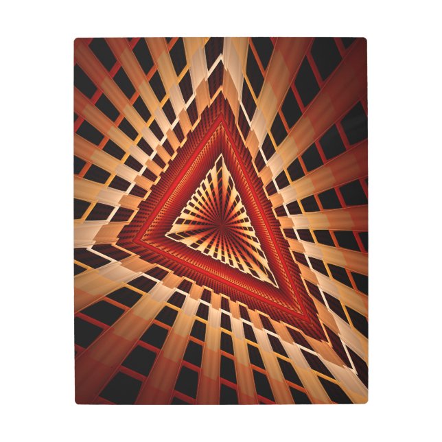 3Dファンタジーネットワークモダンフラクタル図形デザイン メタルプリント (正面)