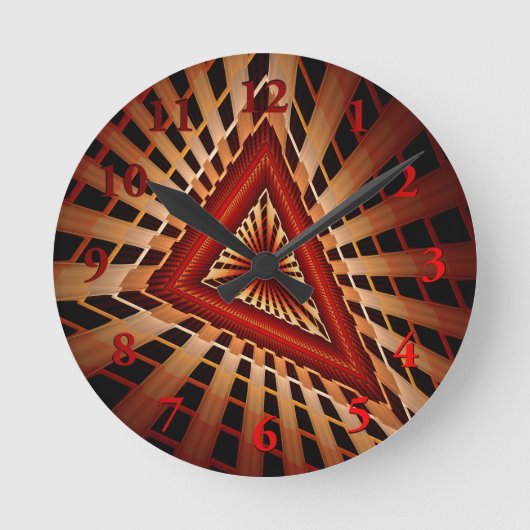 3Dファンタジーネットワークモダンフラクタル図形デザイン ラウンド壁時計 (正面)