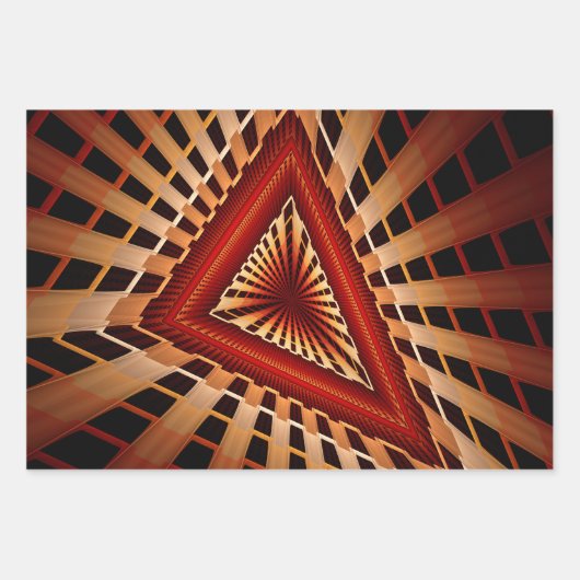 3Dファンタジーネットワークモダンフラクタル図形デザイン ラッピングペーパーシート (正面3)