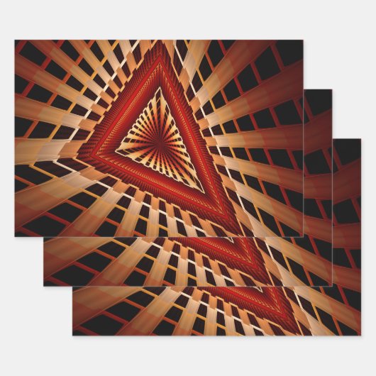 3Dファンタジーネットワークモダンフラクタル図形デザイン ラッピングペーパーシート (セット)