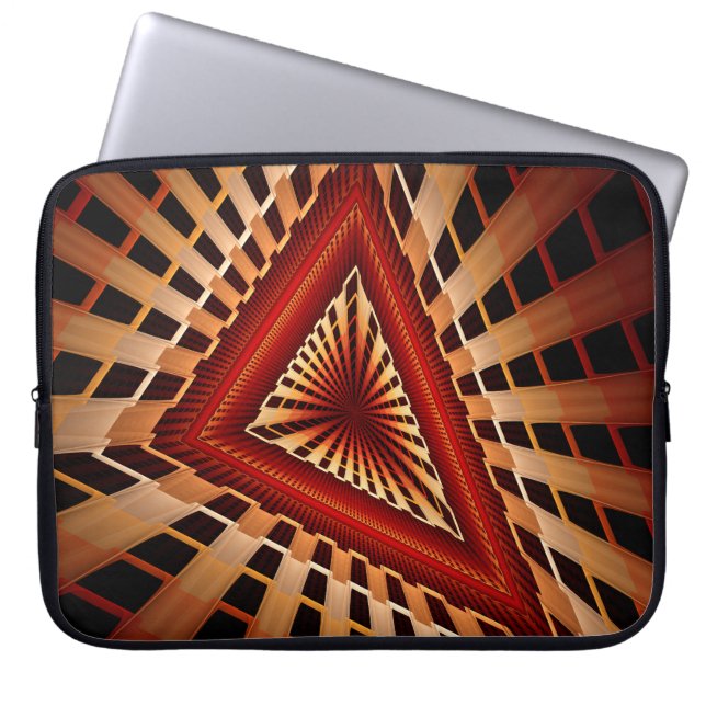 3Dファンタジーネットワークモダンフラクタル図形デザイン ラップトップスリーブ (正面)