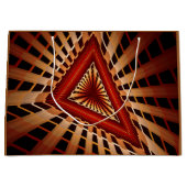 3Dファンタジーネットワークモダンフラクタル図形デザイン ラージペーパーバッグ (正面)