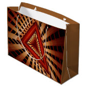 3Dファンタジーネットワークモダンフラクタル図形デザイン ラージペーパーバッグ (裏面アングル)