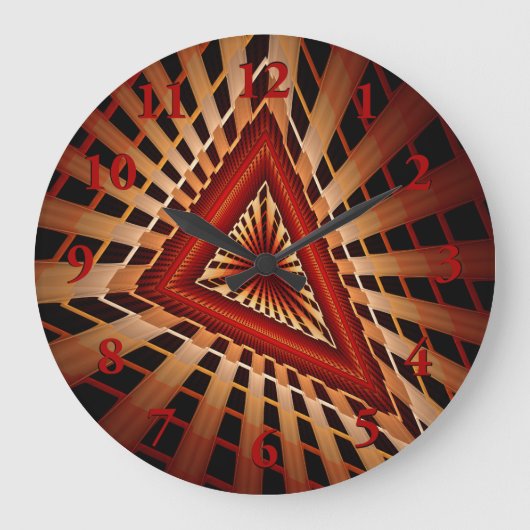 3Dファンタジーネットワークモダンフラクタル図形デザイン ラージ壁時計 (正面)