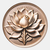3Dフェイクアンティーク金ゴールドリーガルロータスブロッサム ラウンドシール (正面)