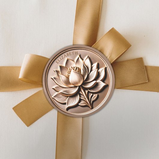 3Dフェイクアンティーク金ゴールドリーガルロータスブロッサム ラウンドシール