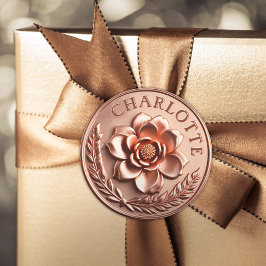 3Dフェイクラグジュアリーバラ金ゴールド牡丹とローレルリース ラウンドシール