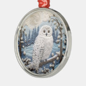 3Dフクロウの森のチャルストマス動物 メタルオーナメント (左)