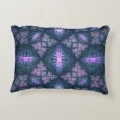 3Dフラクタルアートパターンターコイズ紫ピンク アクセントクッション (裏面)