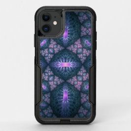 3Dフラクタルアートパターンターコイズ紫ピンク オッターボックスコミューターiPhone 11ケース