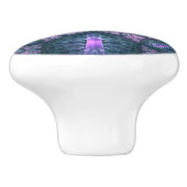 3Dフラクタルアートパターンターコイズ紫ピンク セラミックノブ (側面)