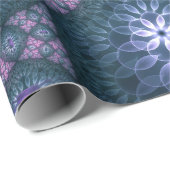3Dフラクタルアートパターンターコイズ紫ピンク ラッピングペーパー (ロールコーナー)