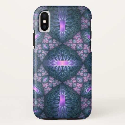 3Dフラクタルアートパターンターコイズ紫ピンク Case-Mate iPhoneケース (裏面)