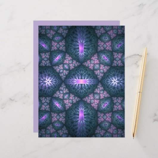 3Dフラクタルアート抽象芸術パターンブルーパープルピンク (正面/裏面インサイチュ)