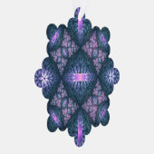 3Dフラクタルアート抽象芸術パターンブルーパープルピンク オーナメントカード (右)