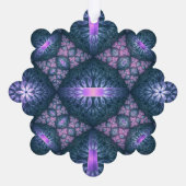 3Dフラクタルアート抽象芸術パターンブルーパープルピンク オーナメントカード (裏面)