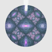 3Dフラクタルアート抽象芸術パターンブルーパープルピンク オーナメント (裏面)