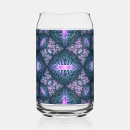 3Dフラクタルアート抽象芸術パターンブルーパープルピンク ガラス缶