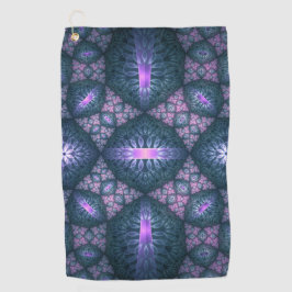 3Dフラクタルアート抽象芸術パターンブルーパープルピンク ゴルフタオル