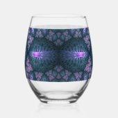 3Dフラクタルアート抽象芸術パターンブルーパープルピンク ステムなしワイングラス (右)