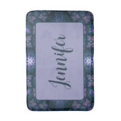 3Dフラクタル抽象芸術パターンブルーパープルピンク名 バスマット (正面縦)