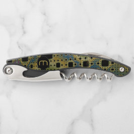 3Dフラクタル サイエンスフィクション ギーク モノグラム ワインボトルオープナー ソムリエナイフ