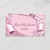 3Dフレームグリッターメイクアップイベントプランナーピンクパステル 名刺 (正面)