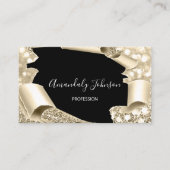 3Dフレームグリッターメイクアップイベントプランナーブラック金ゴールド 名刺 (正面)