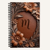 3dフローラフレームエンボスレザールックモノグラム ノートブック (正面)