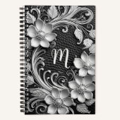 3Dフローラフレームエンボスレザールックモノグラム ノートブック (正面)