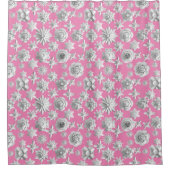 3Dフローラルパターン01.wx4.ピンクBG シャワーカーテン (正面)