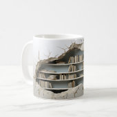 3Dブックシェルフの背景マグカップ コーヒーマグカップ (正面左)