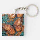 3Dブラウンとターコイズ蝶 キーホルダー (裏面)