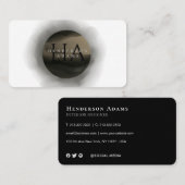 3Dブラックとゴールデンウォーターのカラーモノグラムのロゴ 名刺 (正面/裏面)