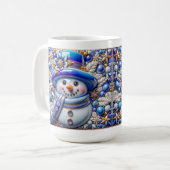 3Dブルークリスマススノーマン コーヒーマグカップ (正面左)