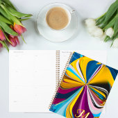 3Dブルーパープル金ゴールドモノグラム液化抽象芸術 プランナー手帳