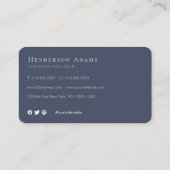 3Dブルーホワイトウォーターカラーモノグラムロゴ 名刺 (裏面)