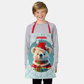 3Dベアークリスマスキッズパーソナライズされた エプロン (着用した状態)