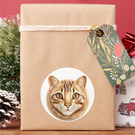 3Dベンガル猫 ラウンドシール (クリスマス)