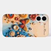 3Dペーパーアートの蝶と花 iPhone 16ケース Case-Mate iPhoneケース (裏面 (横))