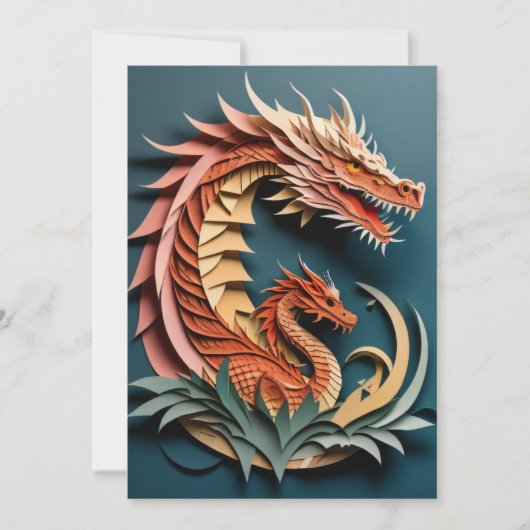 3Dペーパーアートデザイン ドラゴンTシャツ 招待状 (正面)