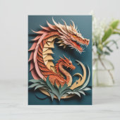 3Dペーパーアートデザイン ドラゴンTシャツ 招待状 (スタンド正面)