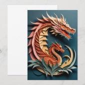 3Dペーパーアートデザイン ドラゴンTシャツ 招待状 (正面/裏面)