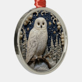 3Dホワイトフクロウ森林動物の鳴き声 メタルオーナメント (右)