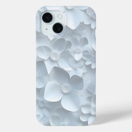 3Dホワイトフラワーパターンフォンケース iPhone 15ケース