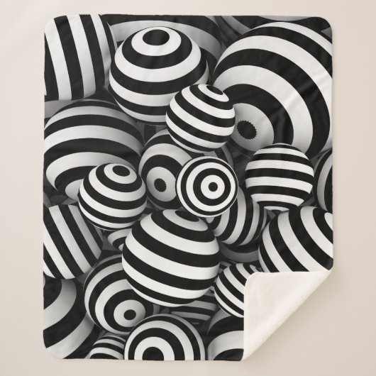 3Dホワイトボール黒い線 シェルパブランケット (正面)